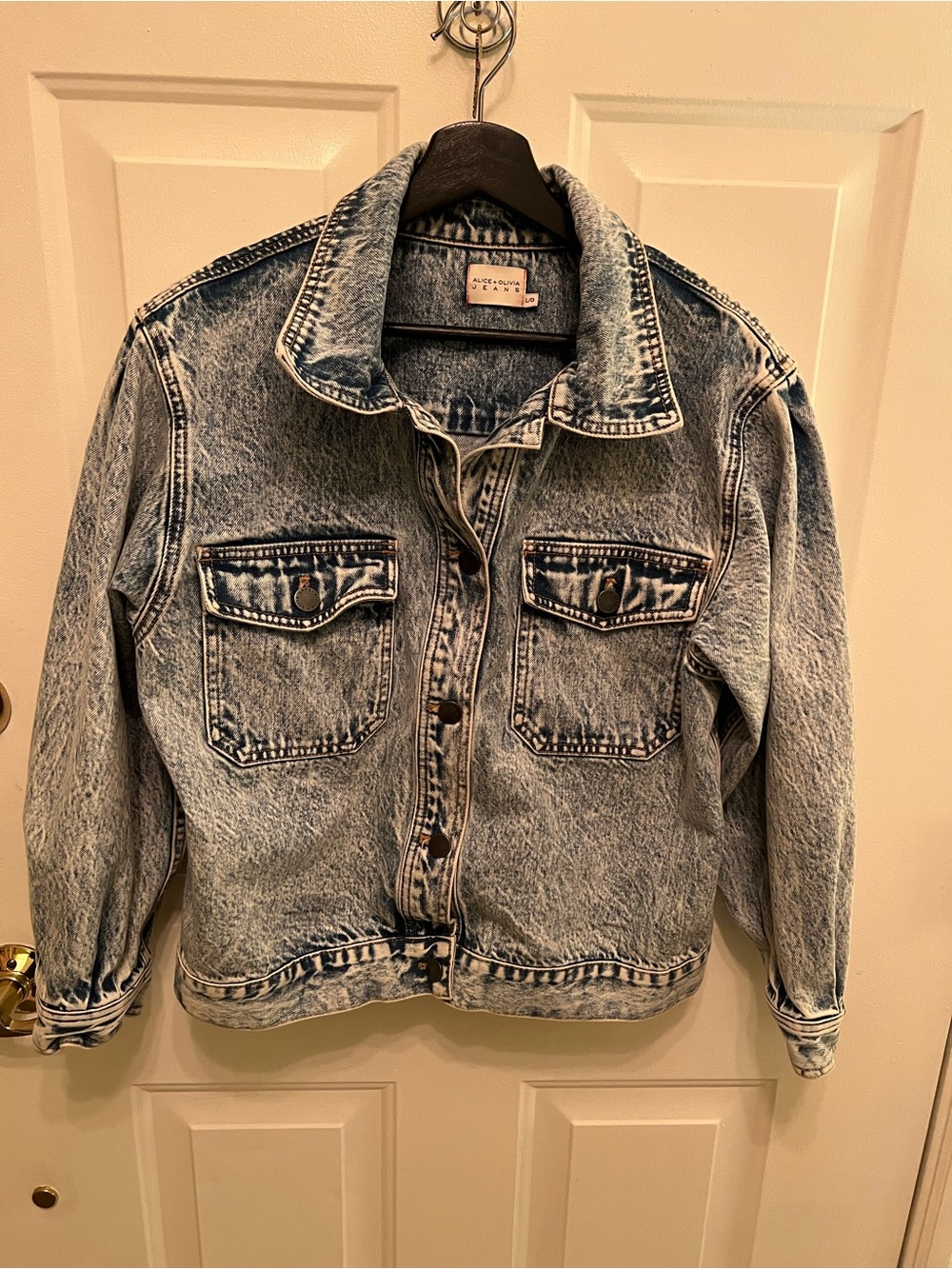 Alice Olivia Jeans Denim Jacket Acid Wash Size Large
